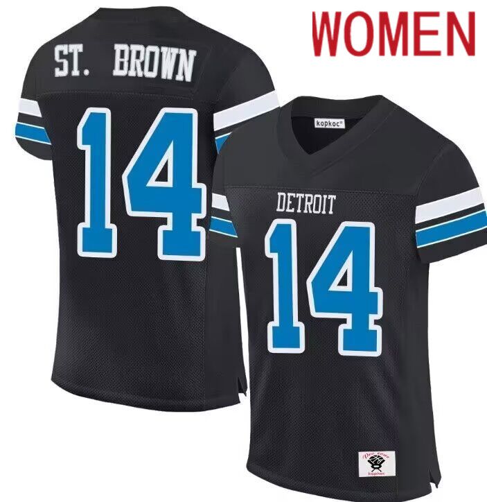 Women  Detroit Lions #14 St.Brown black 2024 Nike Limited NFL Jersey->women nfl jersey->Women Jersey